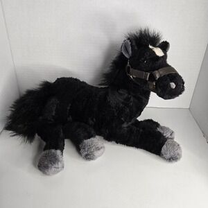 Mary Meyer Horse Plush Black White Blaze Vintage Stuffed Pony with Harness 10"